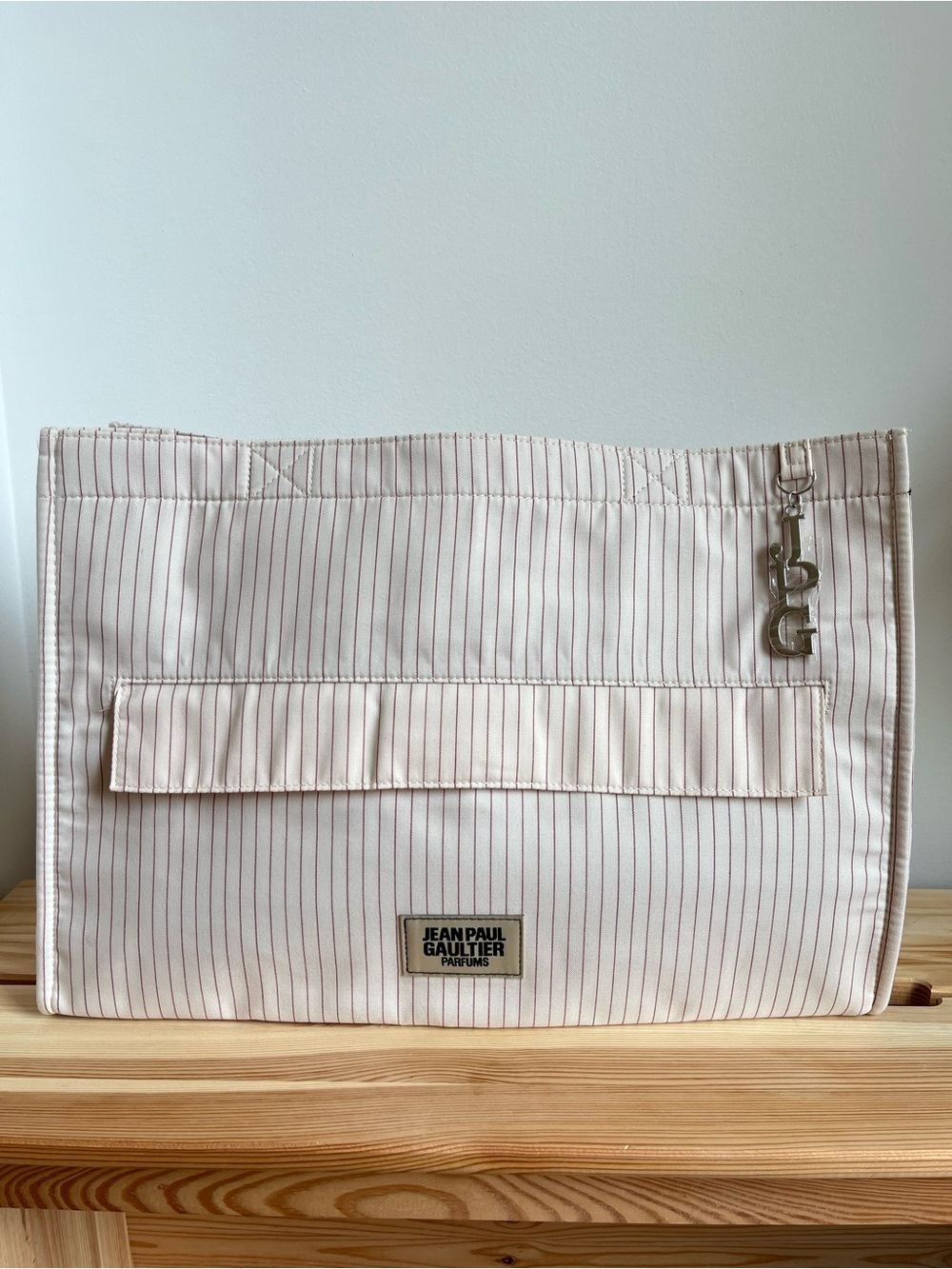 Jean Paul Gaultier Tote with Pink Pinstripes